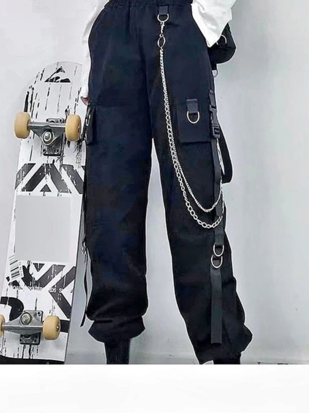 Demonia Black Cargo Jogger Pants size L